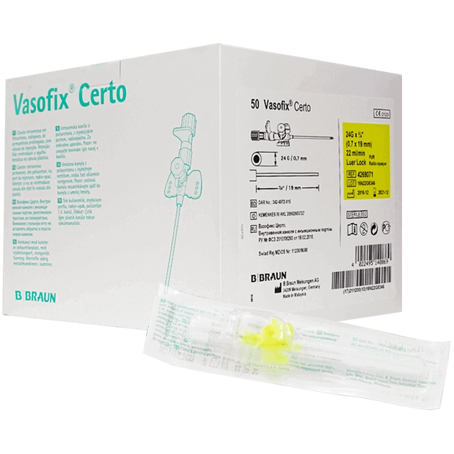 VASOFIX Certo G24 0,70 x 19 mm, culoare galbena